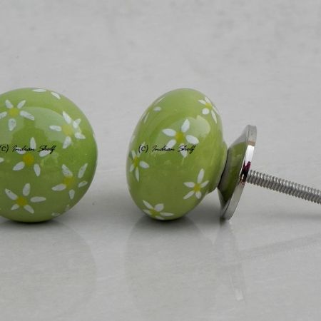 Lime Tiny Flower Knob (1)